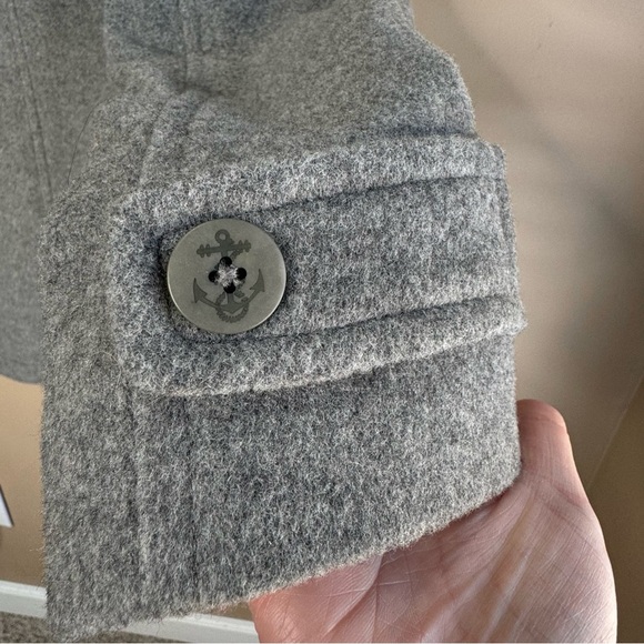 LL Bean Coat Size 8 Womens Gray Bellandi Wool Peacoat Italian Classic Nautical - Picture 7 of 13